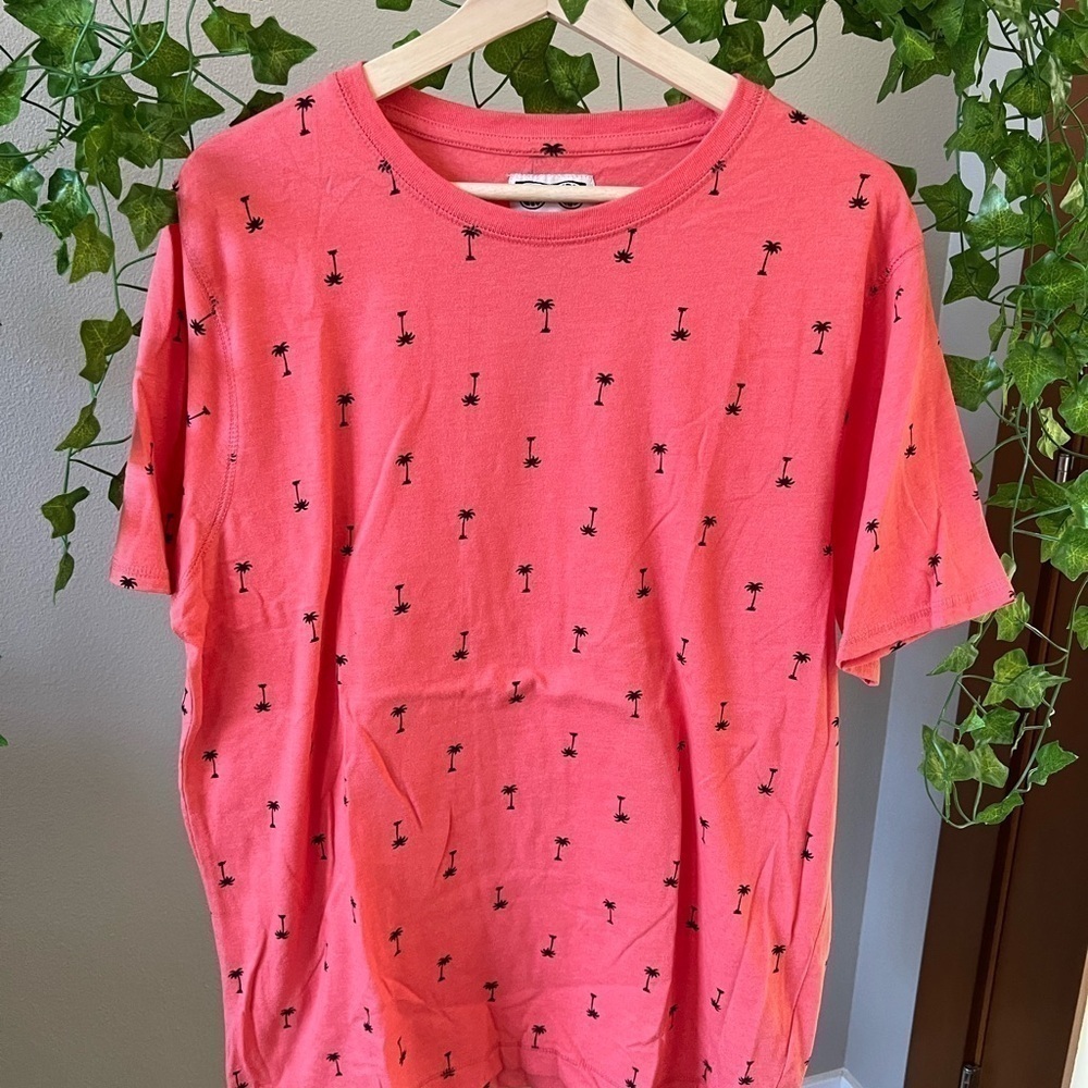 Coral Palm Tree Print large Shirt